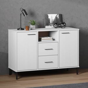 17 Stories Sideboard With Metal Legs Brown 113X40x77 Cm Solid Wood OSLO White 77cm H X 113cm W X 40cm D 17 Stories Sideboard With Metal Legs Brown 113X40x77 Cm Solid Wood OSLO White 77cm H X 113cm W X 40cm D