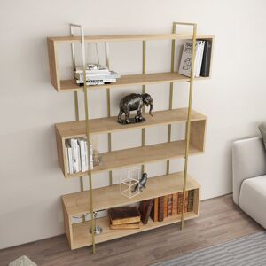 Canora Grey 5 Tier Bruti Modern Bookcase Bookshelf Shelving Unit Gold/Sapphire/Oak 180cm H X 120cm W X 29.6cm D Canora Grey 5 Tier Bruti Modern Bookcase Bookshelf Shelving Unit Gold/Sapphire/Oak 180cm H X 120cm W X 29.6cm D