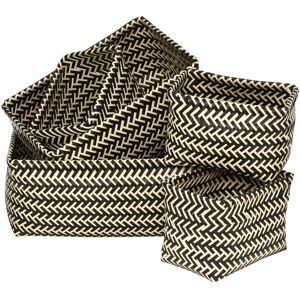 17 Stories 5 Piece Woven Storage Plastic Basket Set Black/Cream 17 Stories 5 Piece Woven Storage Plastic Basket Set Black/Cream