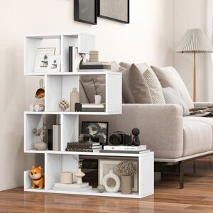 Metro 5-Tier S-Shaped Bookshelf Geometric Z-Shelf Bookcase Modern Display Shelf White 100cm H X 80cm W X 22cm D Metro 5-Tier S-Shaped Bookshelf Geometric Z-Shelf Bookcase Modern Display Shelf White 100cm H X 80cm W X 22cm D