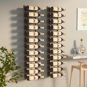 Belfry Kitchen Wall Mounted Wine Rack For 24 Bottles 2 Pcs Gold Iron Gold 116cm H X 22.5cm W X 2.5cm D Belfry Kitchen Wall Mounted Wine Rack For 24 Bottles 2 Pcs Gold Iron Gold 116cm H X 22.5cm W X 2.5cm D