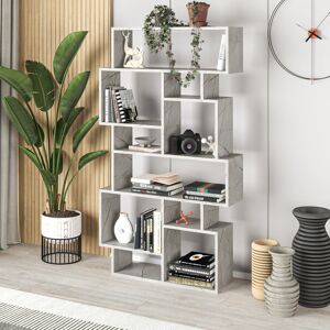 Zipcode Design Sandra Bookcase Asymmetric Freestanding Bookcase with 10 Compartments Grey 427.99cm H X 243.84cm W X 64.77cm D Zipcode Design Sandra Bookcase Asymmetric Freestanding Bookcase with 10 Compartments Grey 427.99cm H X 243.84cm W X 64.77cm D