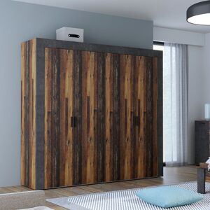 Borough Wharf Carennac 4 Door Wardrobe Brown/Gray 210.5cm H X 230.4cm W X 54.2cm D Borough Wharf Carennac 4 Door Wardrobe Brown/Gray 210.5cm H X 230.4cm W X 54.2cm D