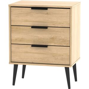 Norden Home Fully Assembled Euart 3 Drawer Chest Oak/Black 74cm H X 57.5cm W X 39.5cm D Norden Home Fully Assembled Euart 3 Drawer Chest Oak/Black 74cm H X 57.5cm W X 39.5cm D