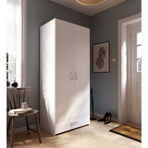 17 Stories 2 Door White Wardobe with clothes rail, 89cm W x 211cm H x 54cm D White 190.5cm H X 79.7cm W X 54.4cm D 17 Stories 2 Door White Wardobe with clothes rail, 89cm W x 211cm H x 54cm D White 190.5cm H X 79.7cm W X 54.4cm D