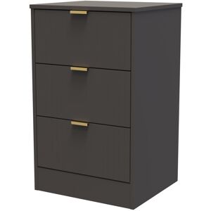 Brayden Studio Atsumi 3 Drawer Bedside Cabinet With Gold Handles (Ready Assembled) Graphite Black 73cm H X 45cm W X 40cm D Brayden Studio Atsumi 3 Drawer Bedside Cabinet With Gold Handles (Ready Assembled) Graphite Black 73cm H X 45cm W X 40cm D