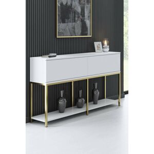 Fairmont Park Sideboard Djimsit, Living room buffet, Living room sideboard, 150x30h80 cm White/Gold 80cm H X 150cm W X 30cm D Fairmont Park Sideboard Djimsit, Living room buffet, Living room sideboard, 150x30h80 cm White/Gold 80cm H X 150cm W X 30cm D