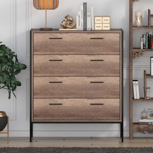 Trent Austin Design Esteban 4 Drawer Chest Of Drawers. 83cm Wide. Industrial Style. Black Metal Frame. Brown 100cm H X 83cm W X 40cm D Trent Austin Design Esteban 4 Drawer Chest Of Drawers. 83cm Wide. Industrial Style. Black Metal Frame. Brown 100cm H X 83cm W X 40cm D