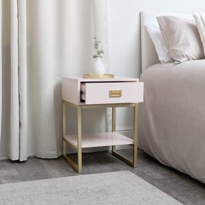 Fairmont Park One Drawer Bedside Table - Elle Pink Range Pink/Pink/Gold 57.5cm H X 40cm W X 40cm D Fairmont Park One Drawer Bedside Table - Elle Pink Range Pink/Pink/Gold 57.5cm H X 40cm W X 40cm D