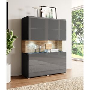 Ivy Bronx Febin 122 Cm Wide Highboard Anthracite Glossy/Grandson Oak 152cm H X 122cm W X 39cm D Ivy Bronx Febin 122 Cm Wide Highboard Anthracite Glossy/Grandson Oak 152cm H X 122cm W X 39cm D