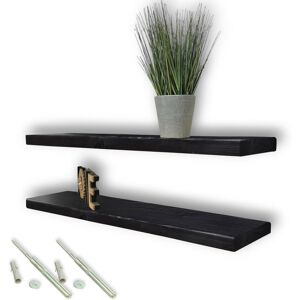 Brambly Cottage Set Of 2 Handcrafted Floating Wall Shelves With Invisible Brackets Perfect For Kitchen Decor And Storage Black 4.5cm H x 140cm W x 22cm D Brambly Cottage Set Of 2 Handcrafted Floating Wall Shelves With Invisible Brackets Perfect For Kitchen Decor And Storage Black 4.5cm H x 140cm W x 22cm D
