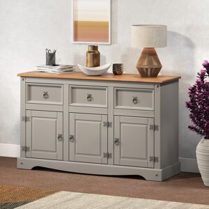 Brambly Cottage Palmea 125 Cm Wide 3 Drawer Pine Solid Wood Sideboard Grey 76cm H X 125cm W X 40cm D Brambly Cottage Palmea 125 Cm Wide 3 Drawer Pine Solid Wood Sideboard Grey 76cm H X 125cm W X 40cm D