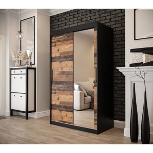 17 Stories Nerice 2 Door Wardrobe Dark Oak & Black 200cm H X 120cm W X 62cm D 17 Stories Nerice 2 Door Wardrobe Dark Oak & Black 200cm H X 120cm W X 62cm D