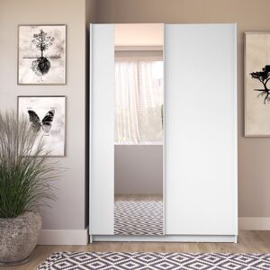 17 Stories Sliding door wardrobe with two doors, mirror, clothes rails and shelves, black WxHxD 100x182x54.6. White 182cm H x 120cm W x 55cm D 17 Stories Sliding door wardrobe with two doors, mirror, clothes rails and shelves, black WxHxD 100x182x54.6. White 182cm H x 120cm W x 55cm D