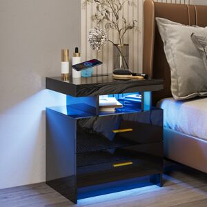 Metro Bookhart Manufactured Wood Bedside Table Black/Gold 58cm H X 50cm W X 40cm D Metro Bookhart Manufactured Wood Bedside Table Black/Gold 58cm H X 50cm W X 40cm D