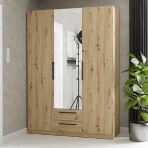 17 Stories 3 Door, 2 Drawers Wardrobe with Shelves and Clothing Rack, 150,6 cm W x 212,9 cm H x 58,9 cm D Black 212.9cm H X 150.6cm W X 58.9cm D 17 Stories 3 Door, 2 Drawers Wardrobe with Shelves and Clothing Rack, 150,6 cm W x 212,9 cm H x 58,9 cm D Black 212.9cm H X 150.6cm W X 58.9cm D