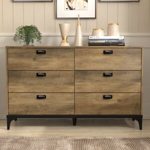 Rio Laurence 6 - Drawer Chest of Drawers Knotty Oak 73.3cm H X 118.9cm W X 39.8cm D Rio Laurence 6 - Drawer Chest of Drawers Knotty Oak 73.3cm H X 118.9cm W X 39.8cm D