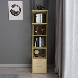 Wade Logan Lininger Bookcase - Black And Grey Colour Gold/Oak 169cm H X 39cm W X 39cm D Wade Logan Lininger Bookcase - Black And Grey Colour Gold/Oak 169cm H X 39cm W X 39cm D