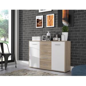 Zipcode Design Ilbert Wide 4 Drawer Sideboard White/Sonoma Oak 81.7cm H X 122.6cm W X 34.2cm D Zipcode Design Ilbert Wide 4 Drawer Sideboard White/Sonoma Oak 81.7cm H X 122.6cm W X 34.2cm D