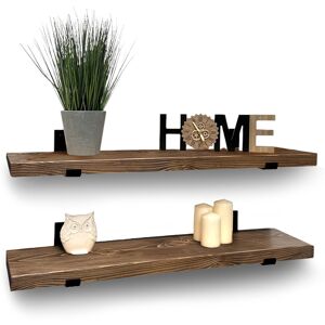 Brambly Cottage Handcrafted Rustic Wooden Shelves Wall-Mounted Floating Shelves With Seated Black L Brackets Walnut 4.5cm H x 50cm W x 22cm D Brambly Cottage Handcrafted Rustic Wooden Shelves Wall-Mounted Floating Shelves With Seated Black L Brackets Walnut 4.5cm H x 50cm W x 22cm D