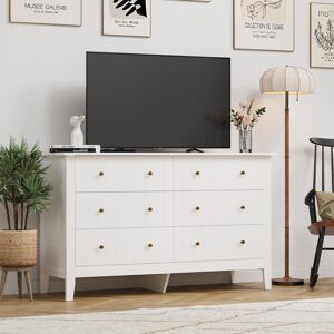 Lark Manor Carlos 6 - Drawer Chest of Drawers White 79.5cm H X 133cm W X 45cm D Lark Manor Carlos 6 - Drawer Chest of Drawers White 79.5cm H X 133cm W X 45cm D