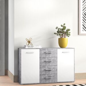 Zipcode Design Ilbert Wide 4 Drawer Sideboard White/Light Grey 81.7cm H X 122.6cm W X 34.2cm D Zipcode Design Ilbert Wide 4 Drawer Sideboard White/Light Grey 81.7cm H X 122.6cm W X 34.2cm D