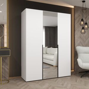 Latitude Run Bold Black Hinged Door Wardrobe 150cm - Stylish Storage with a Mirrored Edge White 202cm H X 150cm W X 52cm D Latitude Run Bold Black Hinged Door Wardrobe 150cm - Stylish Storage with a Mirrored Edge White 202cm H X 150cm W X 52cm D