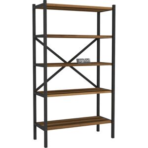 Borough Wharf 5-Shelf Wood Bookcase Unit With Metal Frame Home Décor Storage and Shelving Walnut/Black 120.6cm H X 67cm W X 34cm D Borough Wharf 5-Shelf Wood Bookcase Unit With Metal Frame Home Décor Storage and Shelving Walnut/Black 120.6cm H X 67cm W X 34cm D
