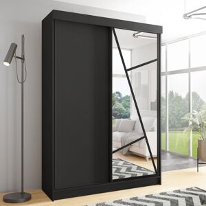 Brayden Studio Cecillia 2 Door Sliding Wardrobe Black 205cm H x 140cm W x 60cm D Brayden Studio Cecillia 2 Door Sliding Wardrobe Black 205cm H x 140cm W x 60cm D