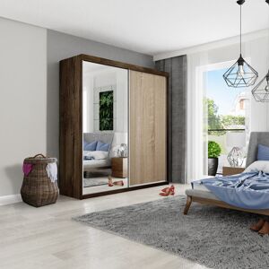 Latitude Run Modern 2 Door Sliding Wardrobe Walnut/Natural 150cm H X 200cm W X 62cm D Latitude Run Modern 2 Door Sliding Wardrobe Walnut/Natural 150cm H X 200cm W X 62cm D