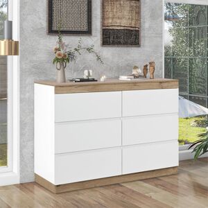 Latitude Run Siedeboard Chest Of Drawers With 6 Drawers White 67.5cm H X 110cm W X 40cm D Latitude Run Siedeboard Chest Of Drawers With 6 Drawers White 67.5cm H X 110cm W X 40cm D