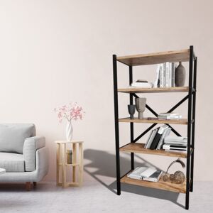 Borough Wharf 5-Shelf Wood Bookcase Unit With Metal Frame Home Décor Storage and Shelving Pine/Black 120.6cm H X 67cm W X 34cm D Borough Wharf 5-Shelf Wood Bookcase Unit With Metal Frame Home Décor Storage and Shelving Pine/Black 120.6cm H X 67cm W X 34cm D