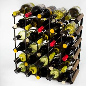 Rio Candace Floor Wine Bottle Rack Dark Oak Stained Pine / Black Steel 52cm H X 52cm W X 23cm D Rio Candace Floor Wine Bottle Rack Dark Oak Stained Pine / Black Steel 52cm H X 52cm W X 23cm D