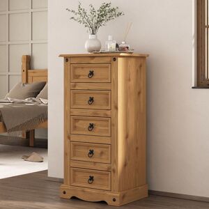 Alpen Home Canaseraga 5 Drawer 53Cm W Solid Wood Chest of Drawers Brown 103cm H X 53cm W X 39cm D Alpen Home Canaseraga 5 Drawer 53Cm W Solid Wood Chest of Drawers Brown 103cm H X 53cm W X 39cm D