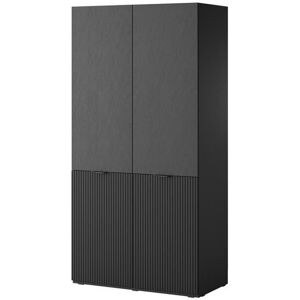 Brayden Studio Soft Elegance: Lund Hinged Door Wardrobe 101cm in Grey Black 200cm H X 101cm W X 51cm D Brayden Studio Soft Elegance: Lund Hinged Door Wardrobe 101cm in Grey Black 200cm H X 101cm W X 51cm D