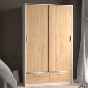 Ebern Designs Lashuna 2 Door Sliding Wardrobe White/Oak 200.4cm H X 121.2cm W X 60.2cm D Ebern Designs Lashuna 2 Door Sliding Wardrobe White/Oak 200.4cm H X 121.2cm W X 60.2cm D