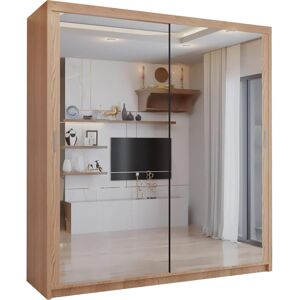 Latitude Run Cairo Sliding Double Mirror Wardrobe 90/100/120/150/180/203cm Walnut 217cm H x 203cm W x 62cm D Latitude Run Cairo Sliding Double Mirror Wardrobe 90/100/120/150/180/203cm Walnut 217cm H x 203cm W x 62cm D