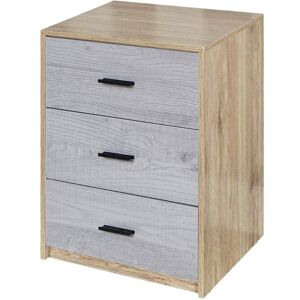 Mercury Diakite 3 Drawer Bedside Table Oak/Ash Grey 56cm H X 40cm W X 34cm D Mercury Diakite 3 Drawer Bedside Table Oak/Ash Grey 56cm H X 40cm W X 34cm D