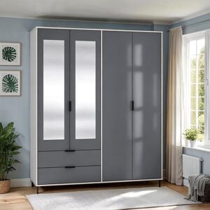 Latitude Run Roseanne 4 Door Wardrobe Gray 196cm H X 160cm W X 52cm D Latitude Run Roseanne 4 Door Wardrobe Gray 196cm H X 160cm W X 52cm D