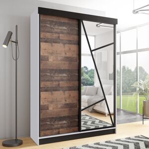 Brayden Studio Cecillia 2 Door Sliding Wardrobe Dark Brown/White 205cm H x 140cm W x 60cm D Brayden Studio Cecillia 2 Door Sliding Wardrobe Dark Brown/White 205cm H x 140cm W x 60cm D