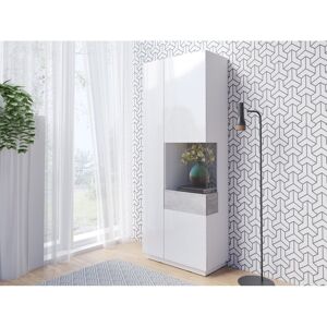 Ebern Designs Holst Standard Display Cabinet White Gloss / Colorado Beton 207cm H X 80cm W X 40cm D Ebern Designs Holst Standard Display Cabinet White Gloss / Colorado Beton 207cm H X 80cm W X 40cm D