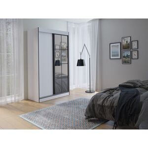 17 Stories Janaka 2 Door Sliding Wardrobe White/Black 216cm H x 120cm W x 65cm D 17 Stories Janaka 2 Door Sliding Wardrobe White/Black 216cm H x 120cm W x 65cm D