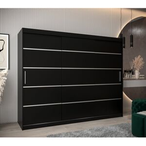 17 Stories Livnat 01 Sliding Door Wardrobe 250cm - Black Matt Black Matt 200cm H X 250cm W X 62cm D 17 Stories Livnat 01 Sliding Door Wardrobe 250cm - Black Matt Black Matt 200cm H X 250cm W X 62cm D