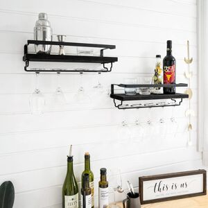 Rebrilliant Dory 6 Bottle Wall Mounted Wine Bottle & Glass Rack Black 12.9cm H X 42.92cm W X 16cm D Rebrilliant Dory 6 Bottle Wall Mounted Wine Bottle & Glass Rack Black 12.9cm H X 42.92cm W X 16cm D