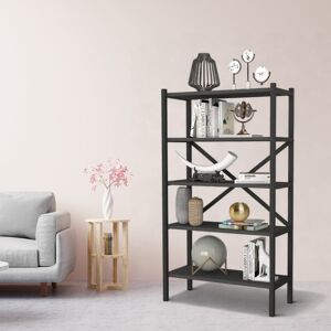Borough Wharf 5-Shelf Wood Bookcase Unit With Metal Frame Home Décor Storage and Shelving Anthracite/Black 120.6cm H X 67cm W X 34cm D Borough Wharf 5-Shelf Wood Bookcase Unit With Metal Frame Home Décor Storage and Shelving Anthracite/Black 120.6cm H X 67cm W X 34cm D