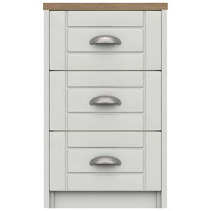 August Grove Newhaven 3 Drawer Bedside Table Natural Rustic Oak/White 71cm H X 43.4cm W X 40cm D August Grove Newhaven 3 Drawer Bedside Table Natural Rustic Oak/White 71cm H X 43.4cm W X 40cm D