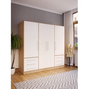 Zipcode Design Ingram 4 Door Wardrobe Sonoma Oak/White Matt 200cm H X 206.5cm W X 60cm D Zipcode Design Ingram 4 Door Wardrobe Sonoma Oak/White Matt 200cm H X 206.5cm W X 60cm D
