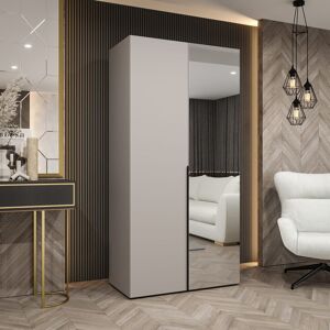 Latitude Run Crisp White Hinged Mirrored Door Wardrobe 100cm - Sleek Style & Bright Storage Oak Artisan 202cm H X 100cm W X 52cm D Latitude Run Crisp White Hinged Mirrored Door Wardrobe 100cm - Sleek Style & Bright Storage Oak Artisan 202cm H X 100cm W X 52cm D