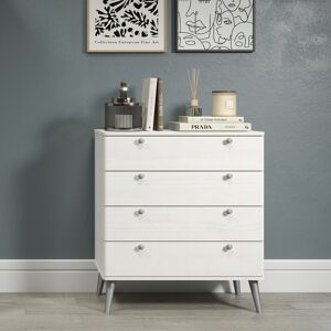 Metro 4 Drawer Chest, White Wax Finish White 90.3cm H X 76.5cm W X 39.5cm D Metro 4 Drawer Chest, White Wax Finish White 90.3cm H X 76.5cm W X 39.5cm D