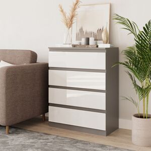 Latitude Run Gloss 4 Drawer Skagen High Wooden Bedroom Chest Cabinet Grey/White 89cm H X 70cm W X 35cm D Latitude Run Gloss 4 Drawer Skagen High Wooden Bedroom Chest Cabinet Grey/White 89cm H X 70cm W X 35cm D